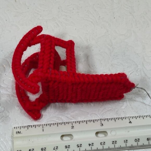 Set of 2 Holiday Crochet Bear Rocking Chair Baby Sleigh Ornaments Handcrafted - Picture 9 of 16